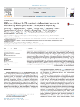 RNA Over-Editing of BLCAP Contributes To