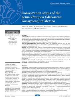 Conservation Status of the Genus Hampea (Malvaceae: Gossypieae) in Mexico