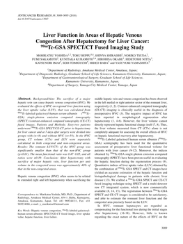 Liver Function in Areas of Hepatic Venous Congestion After