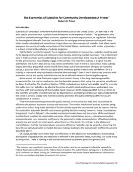 The Economics of Subsidies for Community Development: a Primer7 Robert K