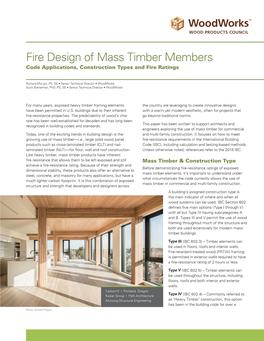 Fire Design of Mass Timber Members Code Applications, Construction Types and Fire Ratings