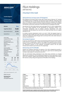 FILA Holdings (081660 KS ) a Bump in the Road