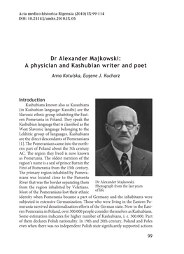 Dr Alexander Majkowski: a Physician and Kashubian Writer and Poet