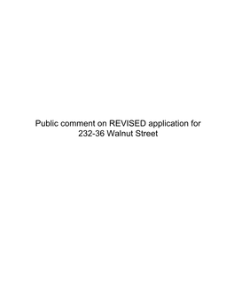 Public Comment on REVISED Application for 232-36 Walnut Street