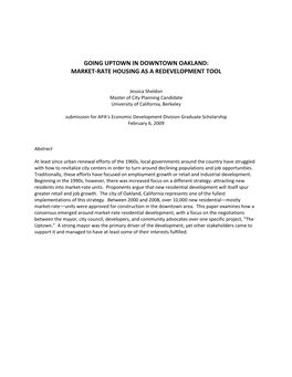 Going Uptown in Downtown Oakland: Market‐Rate Housing As a Redevelopment Tool