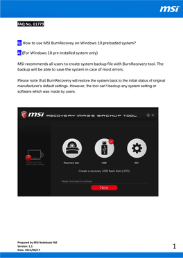 How to Use MSI Burnrecovey on Windows 10 Preloaded System?