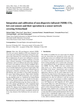 Integration and Calibration of Non-Dispersive Infrared (NDIR) CO2 Low-Cost Sensors and Their Operation in a Sensor Network Covering Switzerland