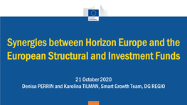 Synergies Between Horizon Europe and the European Structural and Investment Funds