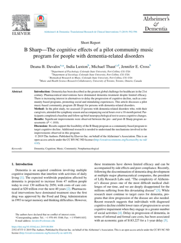 B Sharp-The Cognitive Effects of a Pilot Community Music Program For