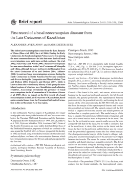 Brief Report Acta Palaeontologica Polonica 54 (3): 553–556, 2009