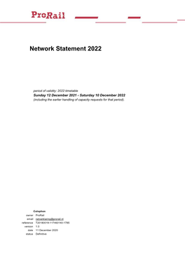 Network Statement 2022 Initial Issue