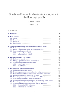 Tutorial and Manual for Geostatistical Analyses with the R Package Georob