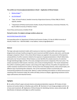 The Conflict Over Veracel Pulpwood Plantations in Brazil — Application of Ethical Analysis