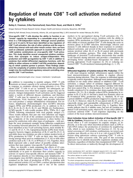 Regulation of Innate CD8 T-Cell Activation Mediated by Cytokines