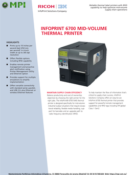 Infoprint 6700 Mid-Volume Thermal Printer