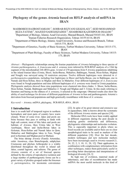 Phylogeny of the Genus Artemia Based on RFLP Analysis of Mtdna in IRAN