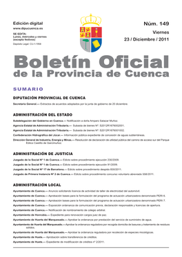 Boletín Oficial De La Provincia De Cuenca Sumario Diputación Provincial De Cuenca