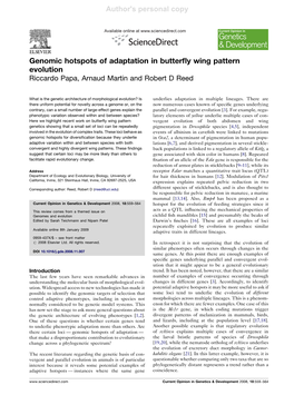 Genomic Hotspots of Adaptation in Butterfly Wing