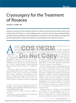 Cryosurgery for the Treatment of Rosacea Emanuel G
