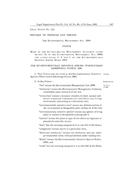 Environmentally Sensitive Species (White-Tailed Sabrewing) Notice, 2005