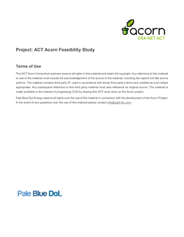 Project: ACT Acorn Feasibility Study