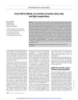 From Krill to Whale: an Overview of Marine Fatty Acids and Lipid Compositions