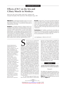 Effects of H-7 on the Iris and Ciliary Muscle in Monkeys