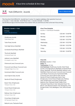 4 Bus Time Schedule & Line Route