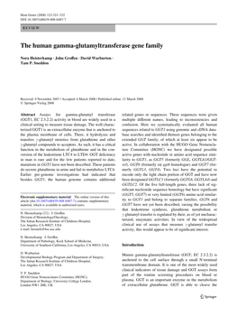 The Human Gamma-Glutamyltransferase Gene Family
