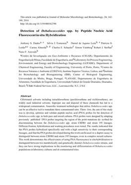 Detection of Dehalococcoides Spp. by Peptide Nucleic Acid Fluorescent in Situ Hybridization