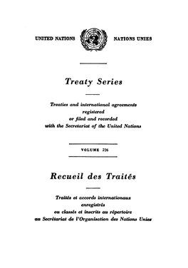 Treaty Series Recueil Des Traites