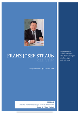 FRANZ JOSEF Strauß Rückschläge Orientierung