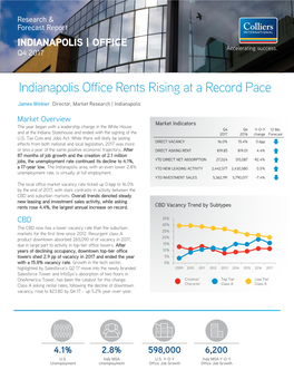 Indianapolis Office Rents Rising at a Record Pace