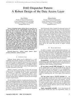 DAO Dispatcher Pattern: a Robust Design of the Data Access Layer