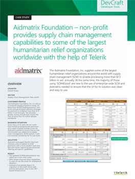 Aidmatrix Foundation – Non-Profit Provides Supply Chain Management Capabilities to Some of the Largest Humanitarian Relief