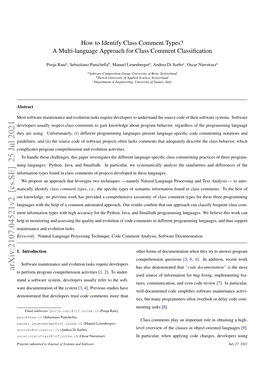 How to Identify Class Comment Types? a Multi-Language Approach for Class Comment Classiﬁcation