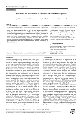 Mechanisms and Performances of Adjuvants in Vaccine Immunogenicity