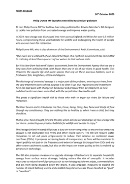 PRESS RELEASE 14Th October 2020 Philip Dunne MP Launches New Bill