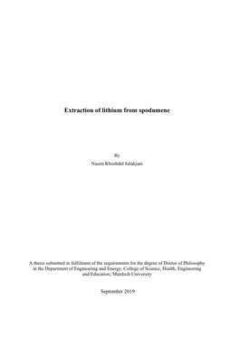 Extraction of Lithium from Spodumene