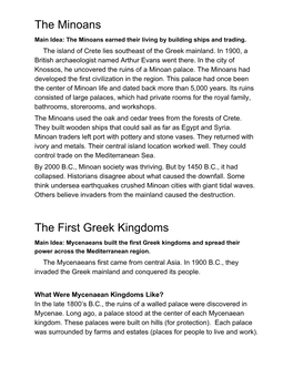 The Minoans the First Greek Kingdoms