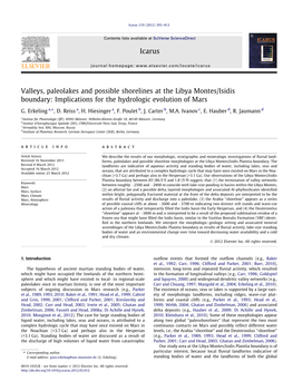 Valleys, Paleolakes and Possible Shorelines at the Libya Montes/Isidis Boundary: Implications for the Hydrologic Evolution of Mars ⇑ G