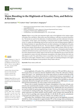 Maize Breeding in the Highlands of Ecuador, Peru, and Bolivia: a Review