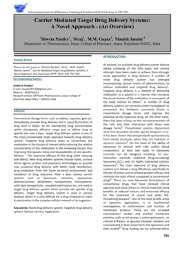 Carrier Mediated Target Drug Delivery Systems