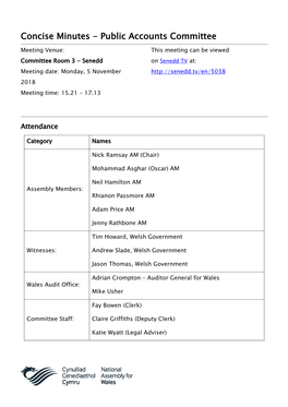 Concise Minutes - Public Accounts Committee