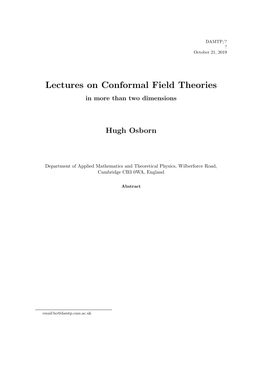 Lectures on Conformal Field Theories in More Than Two Dimensions