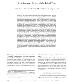 Hip Arthroscopy for Acetabular Labral Tears