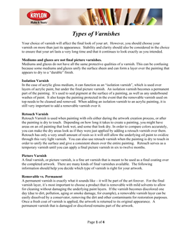 Types of Varnishes