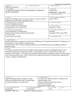 At-Grade Intersections Near Highway-Railroad Grade Crossings