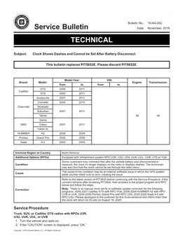 Service Bulletin TECHNICAL