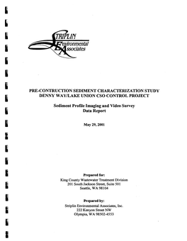 Pre-Contruction Sediment Characterization Study Denny Waylake Union Cso Control Project